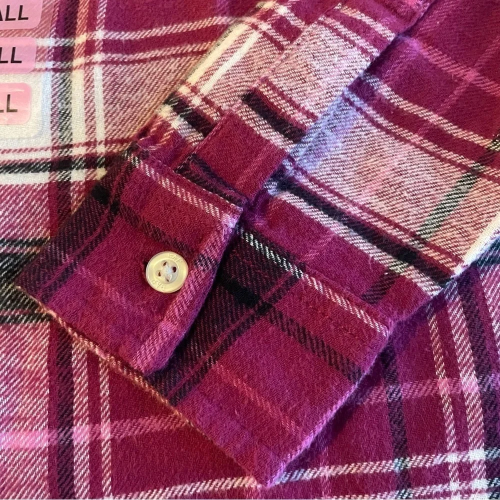 Women's Gap Flannel Boyfriend Shirt Pink Size Small - Picture 7 of 11